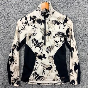 Kerrits Pullover Womens XS Beige Black Horse Print 1/4 Zip Equestrian Top